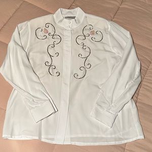 BLING Eileen Dale White Vintage Blouse Size 16